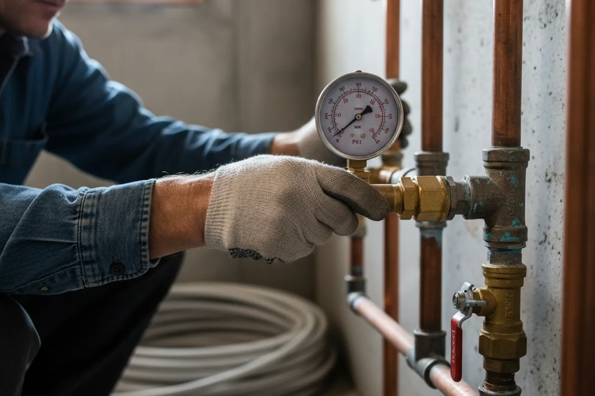 Pressure testing a repaired line during Water Line Repair in Nescopeck